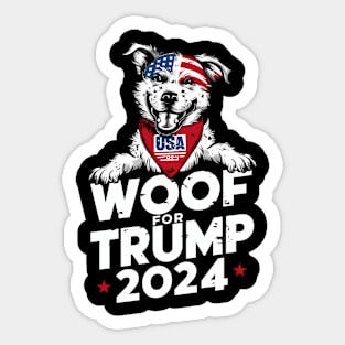 Woof For Trump Election America Dog Usa 2024 Sticker